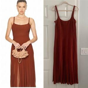 Caroline Constas Knit Mesh Brick Red Orange Dress NWT